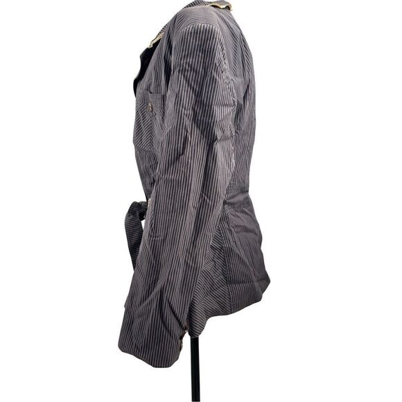 Apostrophe Striped Belted Blazer Jacket Blue Size 18W Plus - Picture 4 of 7